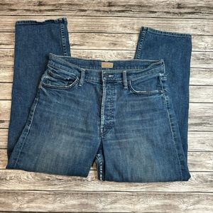 MOTHER Women's The Tomcat Jeans Dark Blue Denim Button Fly 31 Mid Rise 5 Pockets